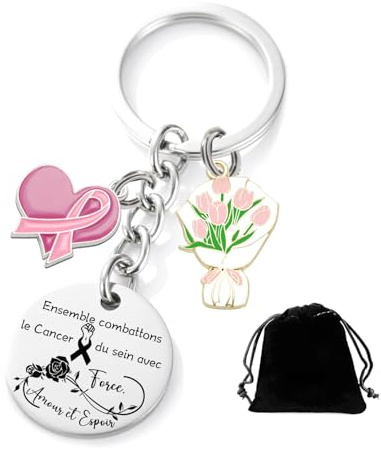 YUANSI Cadeau cancer du sein octobre rose Porte-Clés Octobre Rose,Cancer du Sein Porte-Clés de Vœux d'encouragement,Octobre Rose Accessoires pour Décoration d'événement Carit