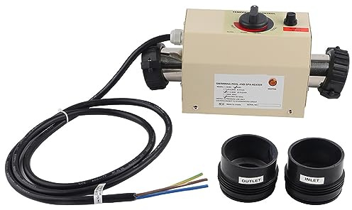 3 kW Edelstahl-Warmwasserbereiter-Thermostat für Schwimmbäder und Spa-Badewannen, kompaktes Design, einfache Installation, mechanische Temperaturregelung, 340 x 122 x 125 mm (EU-Stil)