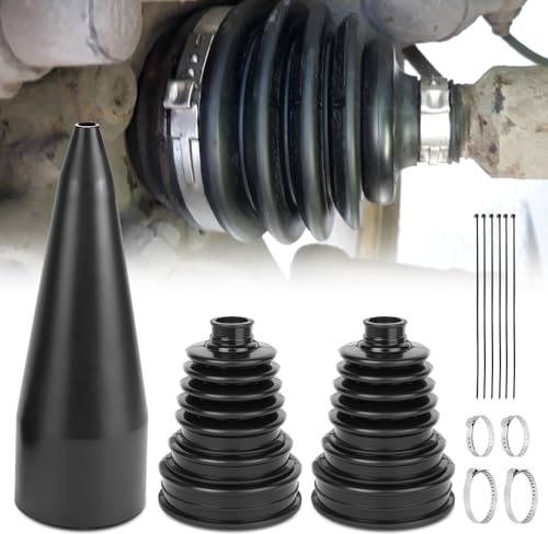 SGZIOO Kit Cuffia Giunto Omocinetico, 2 Pezzi Universali Cuffia Semiasse con Morsetti e Fascette, Incluso Cono Montaggio, Protezione Altamente Flessibile per Auto, Silicone Nera Resistente e Durevole