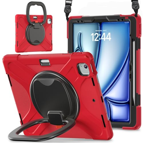 EWRS Custodia Compatibile con iPad Air13 Pollici M3 2025 e M2 2024, Custodia Robusta Antiurto con Supporto Girevole a 360°, Tracolla/Tracolla for Tablet, Custodia Resistente(K?RM?z?)