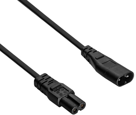 Akyga 2-poliges Verlängerungskabel AK-RD-08A CCA 2x0,5 mm² IEC C7 auf IEC C8 1,5 m schwarz Stromverlängerungskabel für Notebook, Radio, Beamer, Roomba, TV, Drucker, Scanner, Empfänger