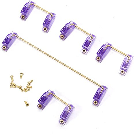 Mechanical Keyboard Stabilizer with Gold - Plated Screws, 6.25U and 2U Stabilizers for DIY 61/64/87 Key Custom Keyboard, Transparent Nylon Shell with Anti - Oxidation (Transparent Purple)