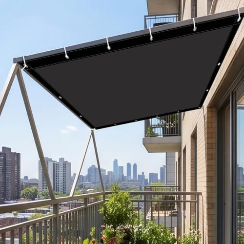 Toldo Vela Rectangular con Ojales 250 x 390 cm Protección UV Toldo Impermeable Rectangular Incluye Cuerda de Fijación para Terraza Patio Exterior Jardín, Negro