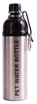 Pet Water Bottle Silver Stainless Steel, 750 ml, Large, Lick 'n Flow Dog Bottle