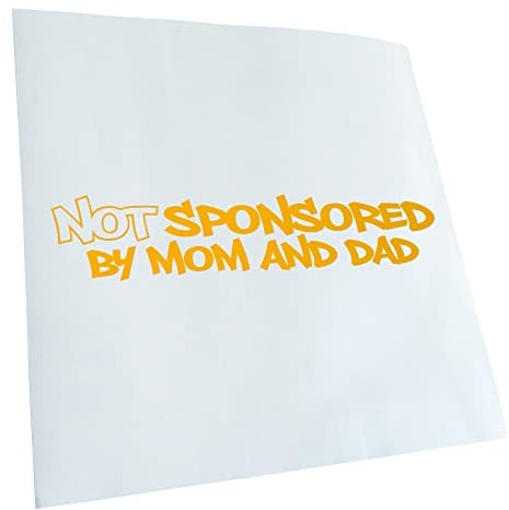 Kiwistar - Autoaufkleber - gelb - 60 x 12 cm - Not Sponsored by mom and dad - Heckscheibenaufkleber Auto Aufkleber wetterfest für Kfz LKW Mofa Truck - Sticker außen selbstklebend Tuning Zubehör für
