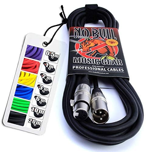 No Bull Nordell Music Gear' Premium XLR Cable (Black, 6m): Achieve a Clearer Audio Signal with a Balanced Male to Female Microphone Lead, plus Cable Tie