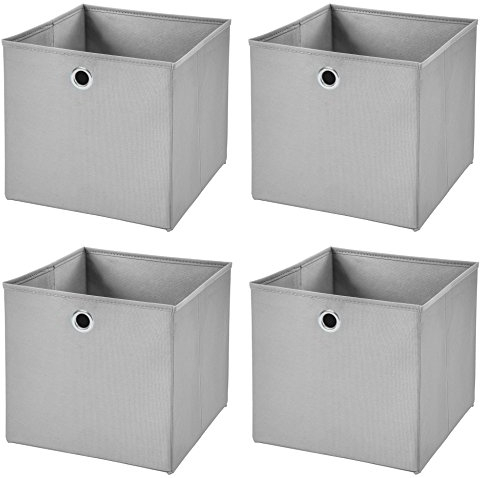 StickandShine 4er Set Hellgrau Faltbox 28 x 28 x 28 cm Aufbewahrungsbox faltbar