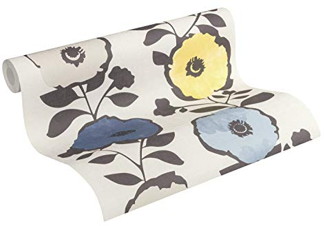 A.S. Création Vliestapete Scandinavian 2 Tapete mit Blumen floral 10,05 m x 0,53 m gelb blau beige Made in Germany 367241 36724-1