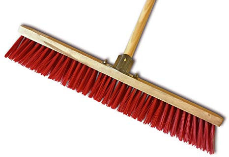 Balai d'atelier Type cantonnier manché | Lot de 3 | Piste Extérieur | Longueur 60 cm | Garnissage Brosse PVC | Semelle Bois | Douille métal boulonnée Ø 28 mm | Manche Bois 1,40 m | Kibros 2360BMx3