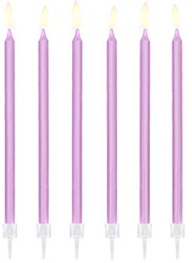 12 Candele Mezzo Stelo - Lilla - candeline in Cera Maxi per Torte e Dolci, Decorazione per Feste, Compleanno, Matrimonio ECC.- Candela Matita H15cm