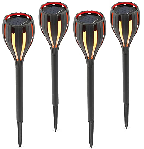 Esotec Solar Gartenleuchten Bioko, 4er Set, Akku, Gartenfackeln, Solarleuchte, Stecklicht, Außenleuchte, Steckleuchten, Stableuchten, außen, wetterfest, outdoor, Höhe 29,5cm 102780