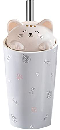 Taza de café con tapa, taza de cerámica con tapa de gato 3D, taza alta reutilizable para té, leche, té, café, para camping, viajes, oficina, vasos de Navidad, regalos para mujeres, 480 ml