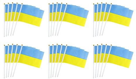 Kielsjajd Ukraine Flagge PACE Flagge Regenbogen Peace- Lebendige Farbe und UV-beständig - Leinwand Kopf- und Doppelnaht - Ukrainische Nationalflaggen Polyester mit Messingösen (Z-30PC, 14x21cm)