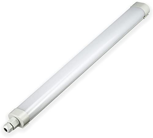 Popp® Pantalla estanca LED Integrado 18W 60CM 4000K 140lm/W TUBELINE-LARGA HORAS ENCENDIDO No flicker IP65 blanco PC parking trastero interior exterior 3 años garantía (18W 60CM, 4000K)