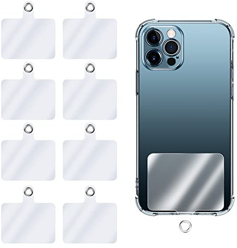 Cobee 8 Stück Handy Schlüsselband, Ersatz Aufnäher mit Metallring, Handy Umhängeband, kompatibel mit Handy Pads für sicheren Fallschutz mit den meisten Smartphones (transparent)