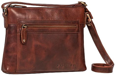 STILORD 'Wanda' Leder Handtasche Damen Klein Umhängetasche für Frauen Elegante Schultertasche für Shopping Freizeit Vintage Crossbody Bag Echtleder, Farbe:porto - cognac