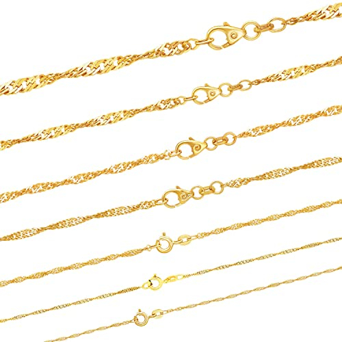 hoplo holzenplotz Singapurkette Halskette 333-8 Karat Gold Auswahl, Breite:1.0 mm, Länge:45 cm, Legierung:333-8 Karat Gold