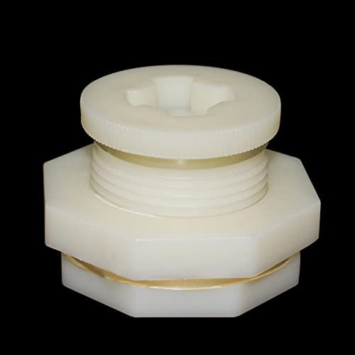 Adaptador de conector de tanque de agua ABS con tapones para barriles de lluvia, tanque de agua, acuarios y estanques (mamparo ABS, 3/4 pulgadas, 1 unidad)