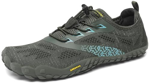 SAGUARO Scarpe Barefoot Minimaliste Uomo Donna Scarpe Palestra Corsa Trail Running Trekking Sport Acqua con Dita Scarpe Bici da Corsa Traspiranti Leggere, Verde, 42 EU
