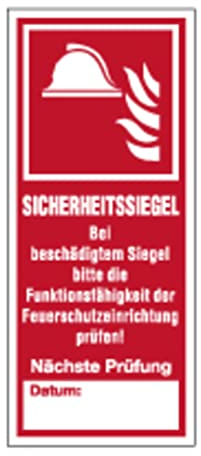 10 Stück – Sicherheitssiegel „Bei Beschädigung Funktionsfähigkeit prüfen“ Feuerschutz Etiketten Folie selbstklebend | 3x7cm Made in Germany