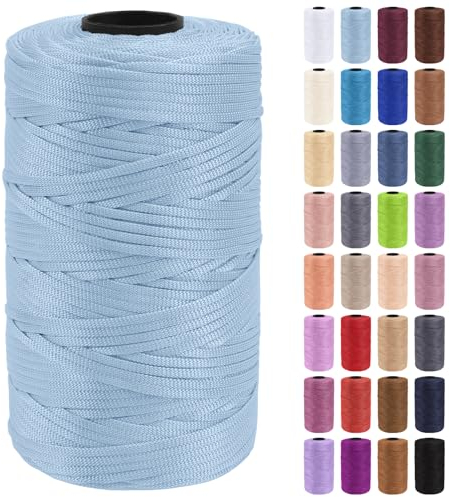 Uiopa Macrame Cord 3mm x 200m Polypropylene Flat Macrame String Crochet Yarn for Handbags, Shopping Bags, Sun Hats, Shoes, Carpets, DIY Crafts, Decorative Projects