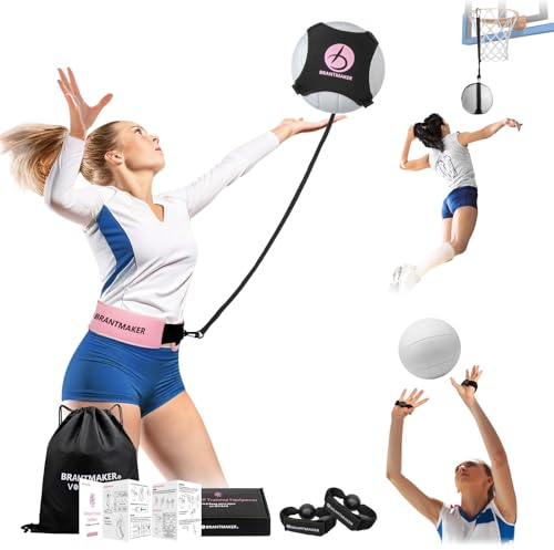 BRANTMAKER Volleyball Trainingsgeräte, 2 Größen Volleyball Zubehör Training für Aufschlag, Schlag, Einstellung, Rosa Volleyball Training Bündel mit Anleitung für Teenager-Mädchen(Kein Ball)