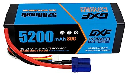DXF 1 paquet batterie lipo 4s haute performance - 5200mah 80c - compatible avec 1/8 et 1/10, losi, hpi, team associated et plus - tension lipo 4s 14.8v, prise xt90 - parfaite pour les passionnés de rc