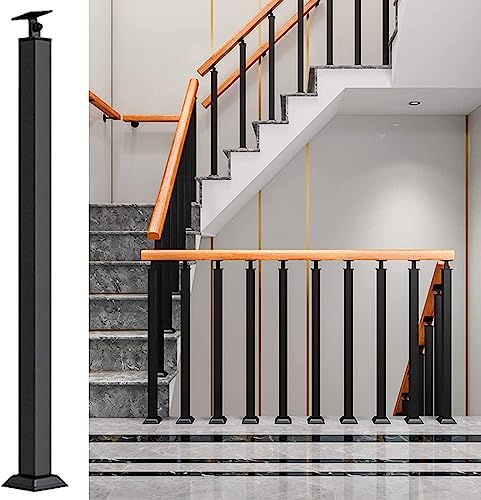 Samnuerly Geländerpfosten, Glasgeländer, schwarzes Quadrat, Schmiedeeisen, Balustradenpfosten, Geländer, Säule, Bodenmontage, Zapfenklemme