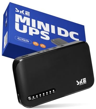 SKE Mini UPS UK DC20000mAh Battery Backup & Surge Protector UK Uninterruptible Power Supply for Router Modem USB Type-C Mini UPS 5V/9V/12V