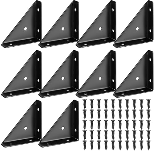 10 Pezzi Angolari Metallici, Angolo Metallo Nero, Connettore Angolare 90 Gradi, Angolare per Mobili, Angolare di Fissaggio, Angolare Triangolare per Mobili in Legno Tavoli Armadi Sedie Angolari