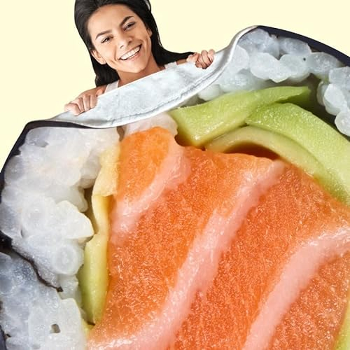 Realistische Sushi-Decke – 300 g/m² dick, weich, gemütlich und warm, ideal für Sushi-Enthusiasten, langlebig, maschinenwaschbar, lustiges Geschenk für alle Altersgruppen und Anlässe