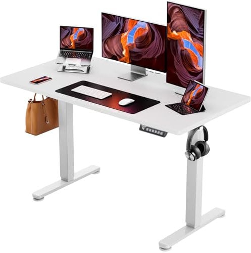 ErGear Bureau Assis Debout 120 x 60 cm, Bureau Electrique Réglable en Hauteur avec Panneau Intelligent à 4 Mémoires et Plateau en Deux Parties
