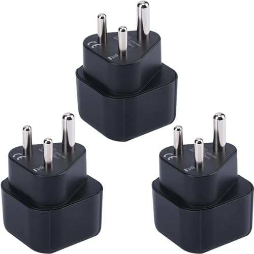 DentJet Europa zu Indien/Sri Lanka Stecker Adapter, EU Schuko Stecker Fit zu Indien/Sri Lanka Buchse, Europa/Deutschland/Französisch Typ C/E/F Stecker zum Typ D Reise Stecker Konverter (3 Stück)