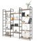 HOMASIS Bücherregal 5 Ebenen, Standregal Holz+Metall, Aufbewahrungsregal 14 Ablagen, Raumteiler Regal Industriestil, Wandregal Lagerregal Leiterregal für Wohnzimmer Arbeitszimmer Büro, Vintage Braun