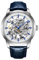 Pagani Design Klassische Mode Herren Skelett Automatik Mechanische Uhr Lederband Edelstahl Selbstaufzug Wasserdicht Business Analog Sport Armbanduhr, blau