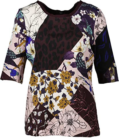 Marc Cain Damen T-Shirt, 1/2 Arm mit Rundhalsausschnitt Mehrfarbig Gr. N 2/36