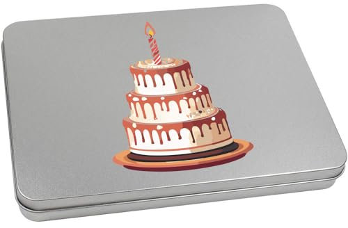 Azeeda 220mm 'Three Tier Birthday Cake ' Metal Hinged Tin/Storage Box (TT00232107)