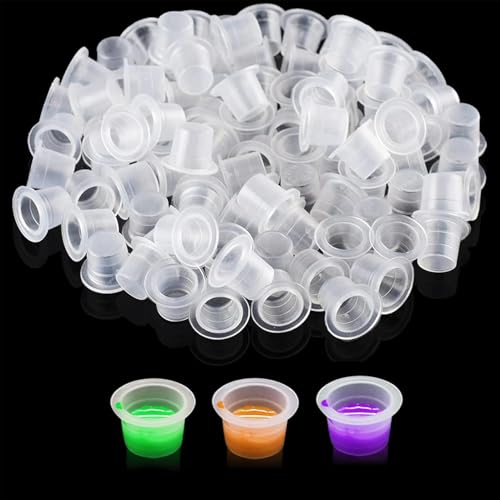 100 Pezzi Tappini Inchiostro Tattoo, Tappini per Tatuaggio Trasparente, Tappi per Inchiostro per Tatuaggi, for Tattoo Ink Permanent Makeup Container Cap Tattoo Accessory