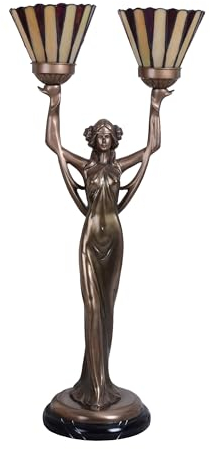 Tischlampe (ohne Leuchtmittel) Jugendstil Tiffany Schirme Leuchte Frauenskulptur Lampe is276 Palazzo Exklusiv
