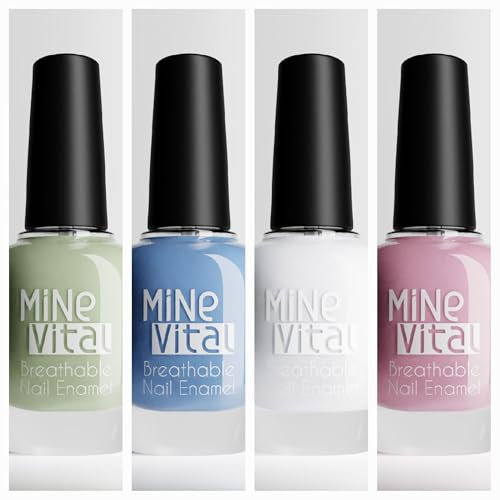 Halal Nail Polish Set Of 4. Pearly, Baby Pink, Minty, Vivid Eyes
