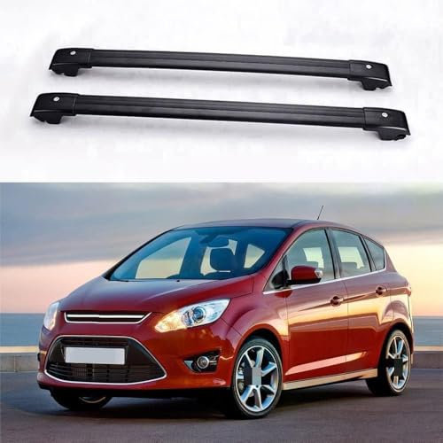 JUNYEW Dachgepäckträger Dachträger für Ford Grand C-MAX 2011 2012 2013 2014 2016 2017 2018 -Aluminium (2 Stücke) Integrierte Dachreling Tragkraft 75 Kg Vormontiert Inklusive Schloss,B