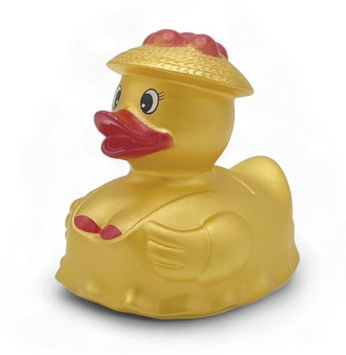 SUPERLOTTI Quietscheente Bärbel Gold, eine original Schwarzwaldente, Qualitätsmarke für Kinder! Nur echt in der Apfelbox!