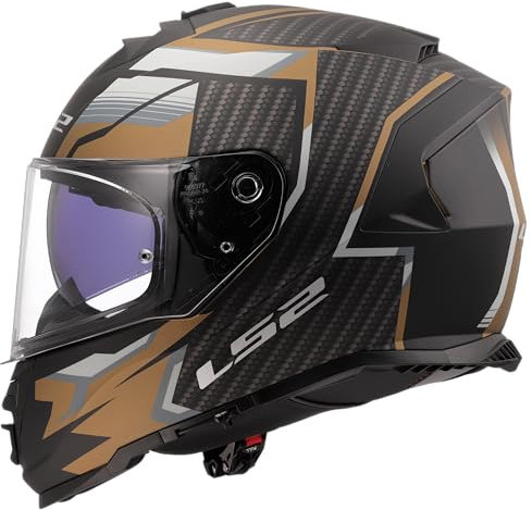 LS2, Integraler Motorradhelm Storm II Tracker Black Gold, L
