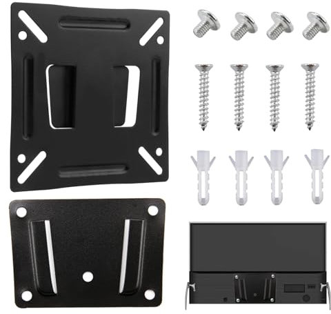 SMCEHEYA Monitor Wall Mount 14-24'' Universal Computer TV Wall Bracket Ultra Slim Fixed TV Wall Bracket with Max VESA 100×100 mm Max Weight 30lbs for RV Bedroom Gaming Room Small Monitor Mount Bracket