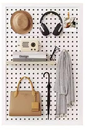 Kit de panneau perforé avec panneau perforé en métal blanc 100 x 100 cm