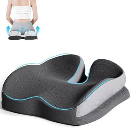 Xespis Ergonomisches Sitzkissen für Bürostuhl, Memory Foam Steißbeinkissen,Orthopädisches Sitzkissen Druckentlastung für Hüfte, Steißbein, Coccyx, Ischias, Memory-Schaum Sitzkissen für Rollstuhl,Grau