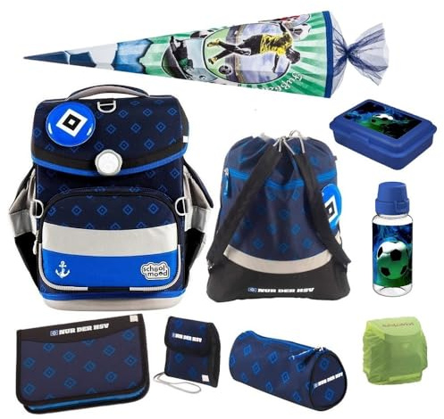Familando - School Mood Timeless Air+ Schulranzen Set - 10-teilig mit Schultüte - HSV Fußball Verein - 980g leicht mit 23L Volumen - mit höhenverstellbarem System & Reflektoren - Ab 1. Klasse