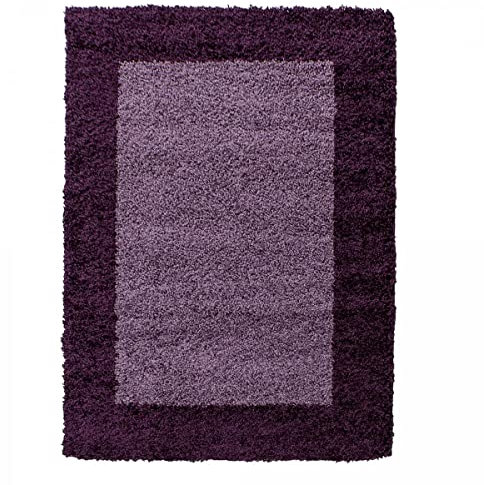 Jadorel Tappeto Shaggy ⌀ 160 cm, Tappeto Sala Giochi Tappeto Viola Modello Semplice, 7220