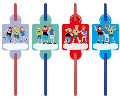 8 Papier-Trinkhalme mit Namensfeld * DIE DREI ??? KIDS * für Kinderparty und Kindergeburtstag | 3 Fragezeichen Strohhalme Straws Kinder Detektive Party Set