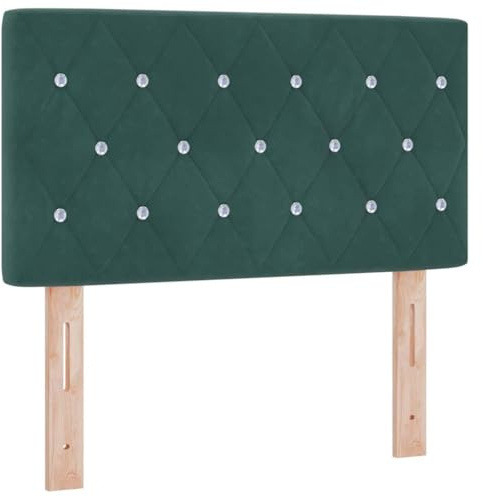 vidaXL Velvet Headboard Argyle with Headboard Dark Green 80 cm Velvet, Adjustable Headrests, Plush Bedroom Accessory, Contemporary Furniture, Customizable Design, Home Accent